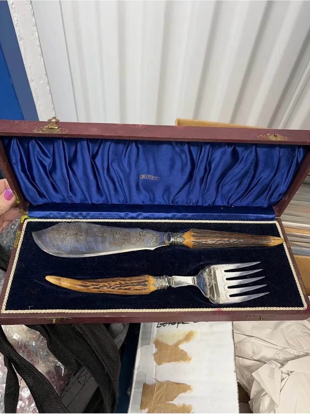 Antique Henry Birks & Sons Antler-Handle Carving Set